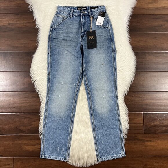 Lee Women's Size 24 Authentic Fade High Rise Dungaree Ankle Denim Jeans - Picture 1 of 10